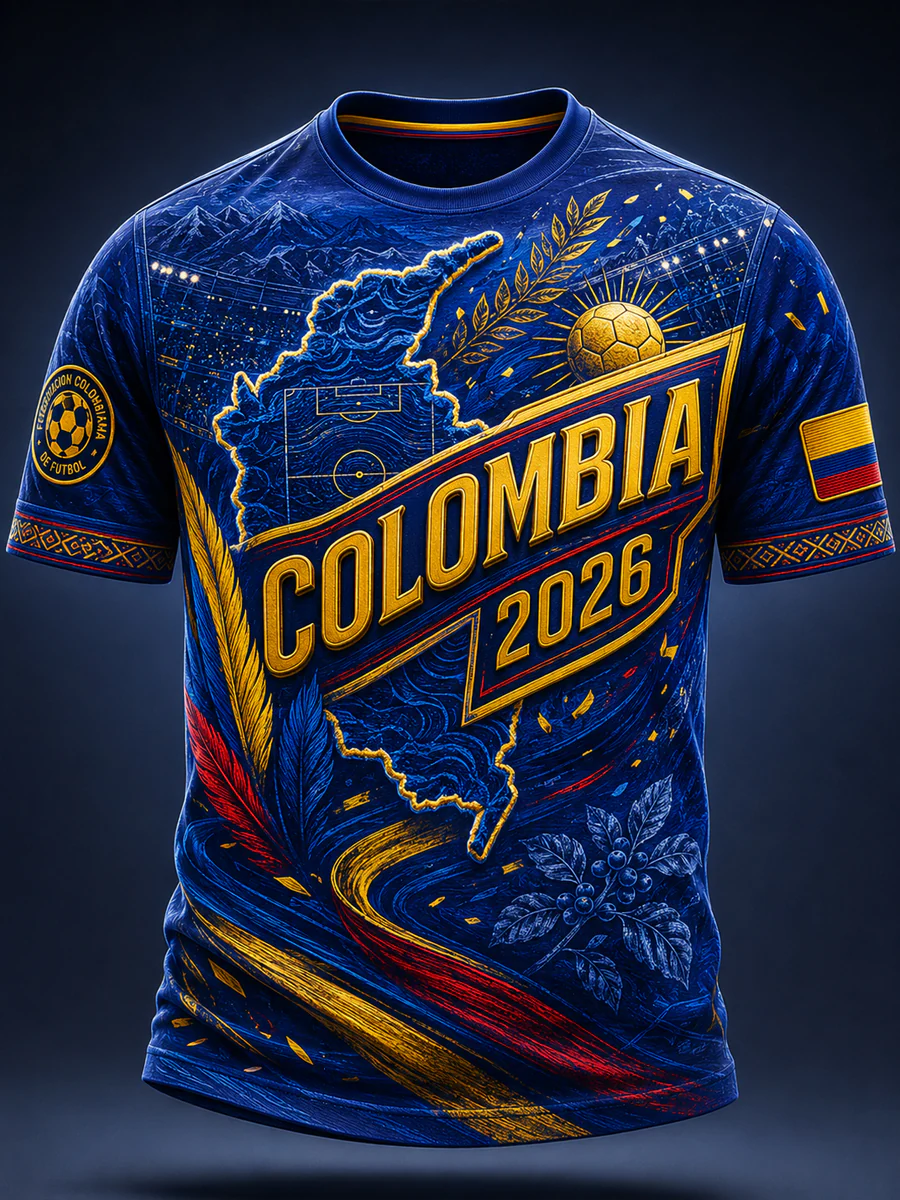 2026 Colombia Soccer Map Commemorative T-Shirt