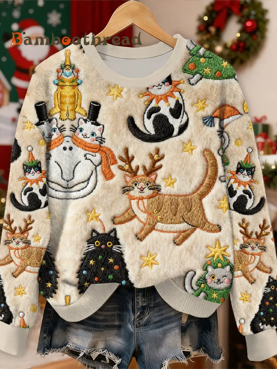 Gorgeous Christmas Animal Print Casual Long Sleeved Sweatshirt