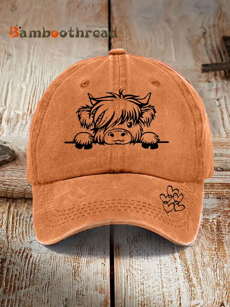 Highland cow print casual unisex cap - Image 3