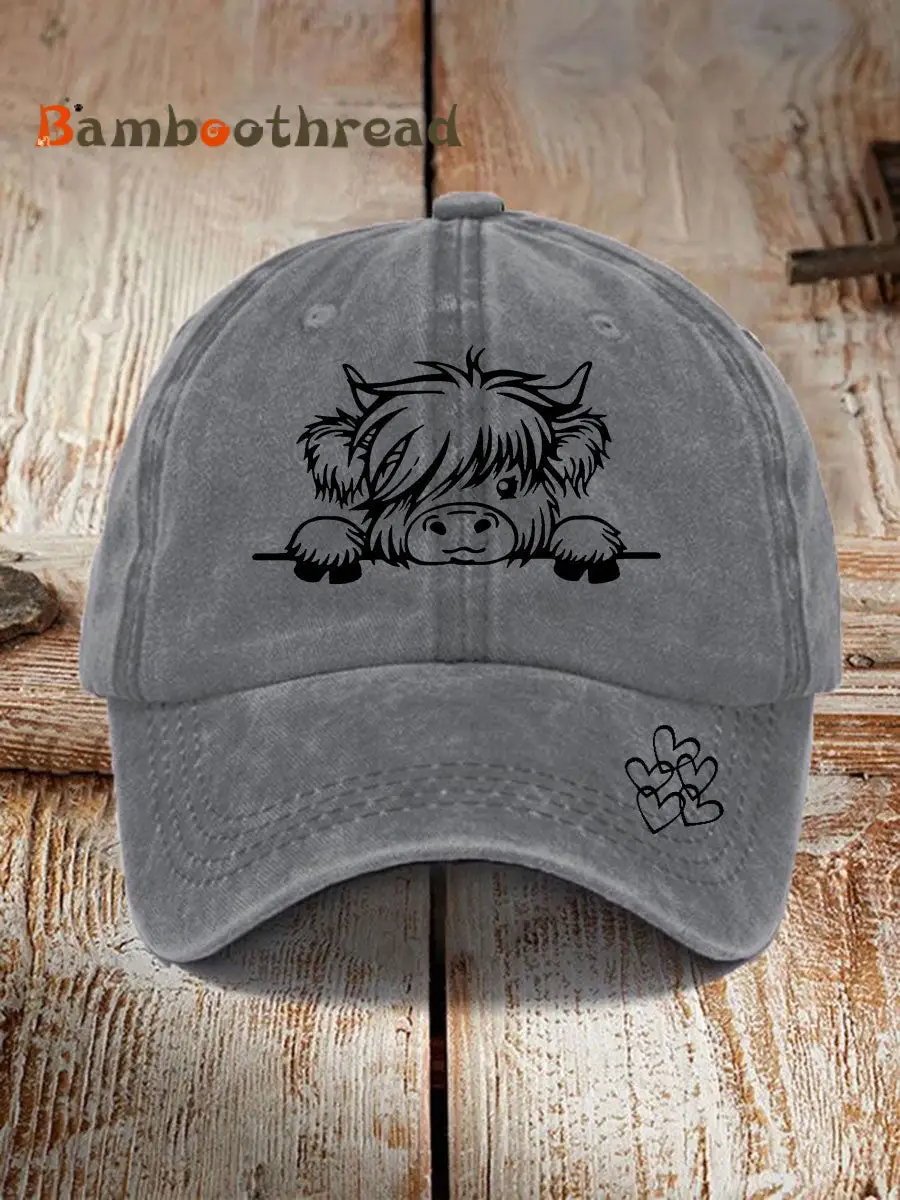 Highland cow print casual unisex cap - Image 4