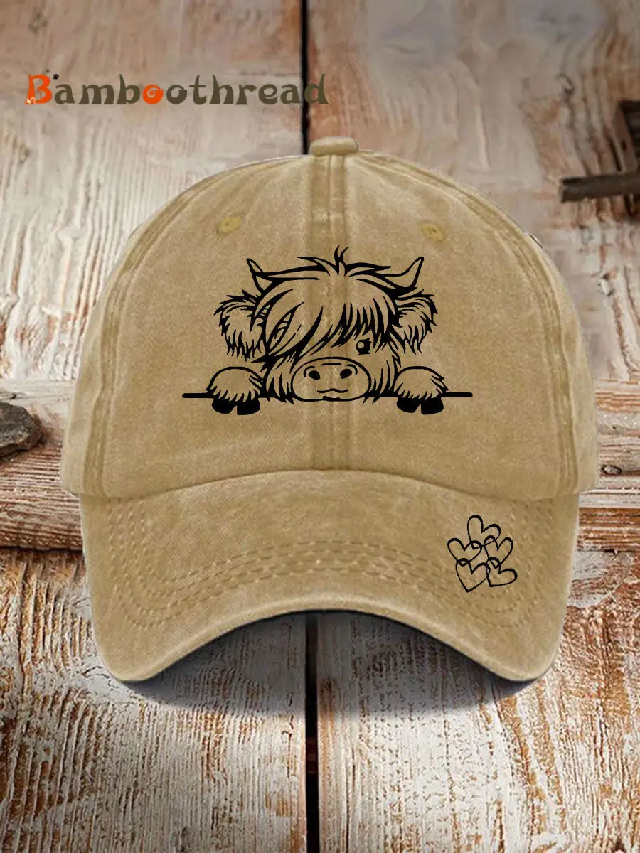 Highland cow print casual unisex cap - Image 7