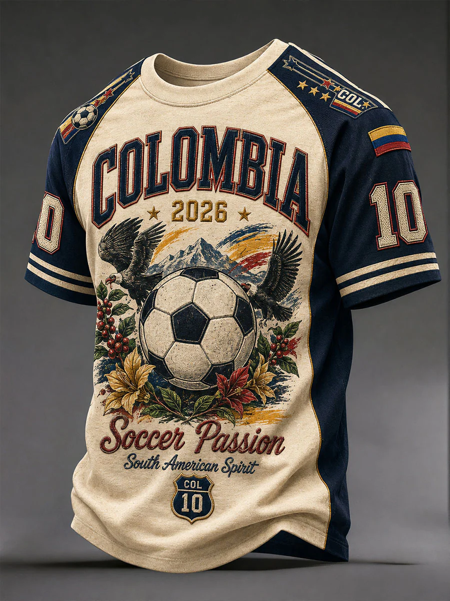 Men's 2026 Colombia Football Print Casual T-Shirt