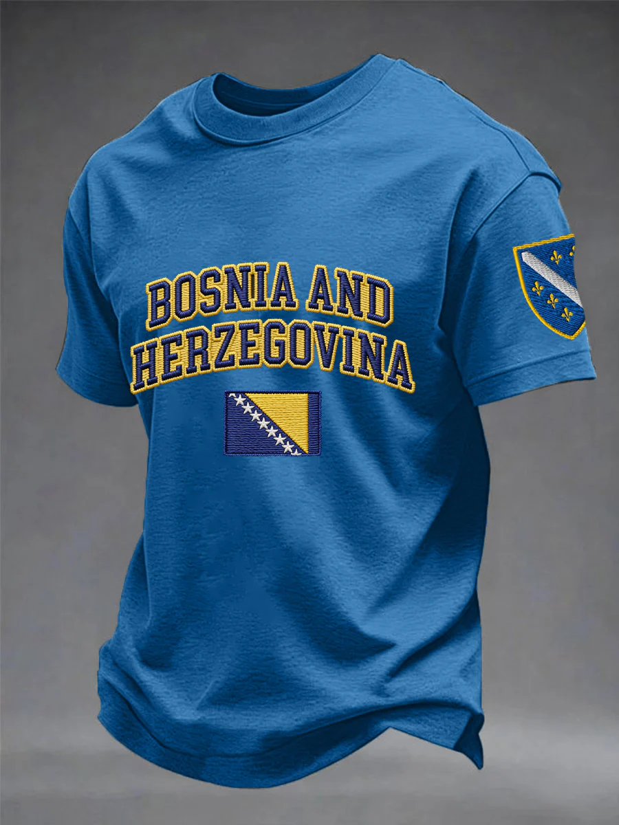 Men's Bosnia ZMAJEVI Football Lover Printed imitation cotton short-sleeved T-shirt - Image 2