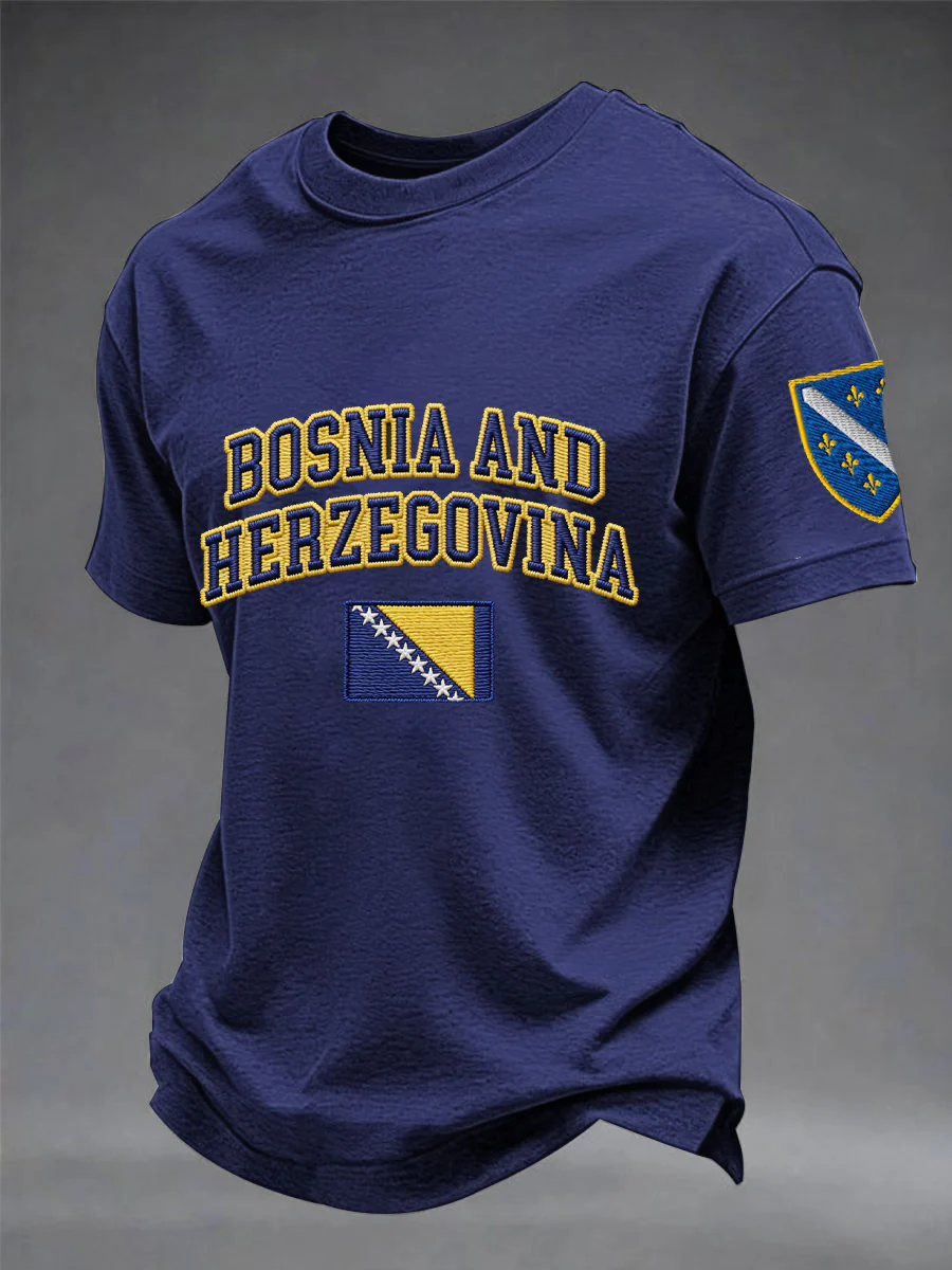 Men's Bosnia ZMAJEVI Football Lover Printed imitation cotton short-sleeved T-shirt - Image 3