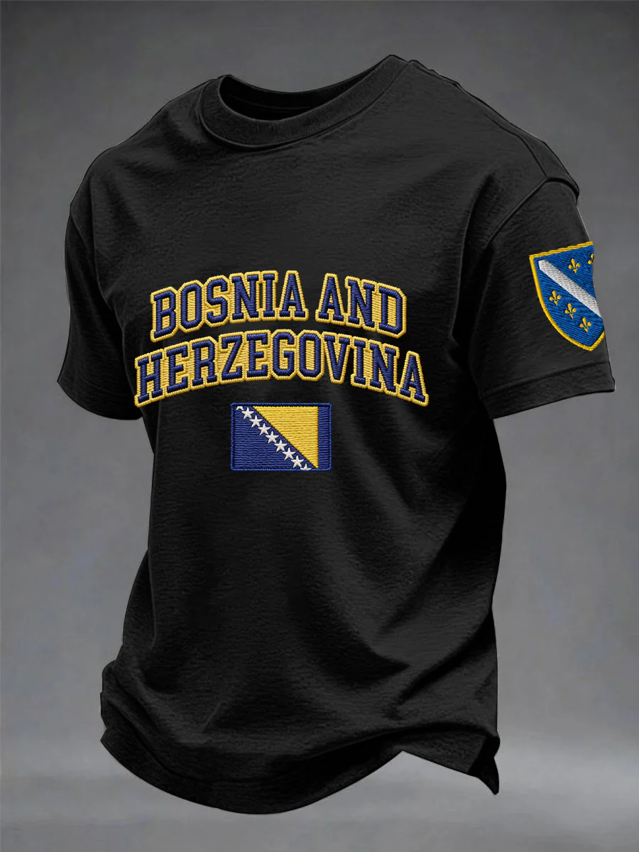 Men's Bosnia ZMAJEVI Football Lover Printed imitation cotton short-sleeved T-shirt - Image 4