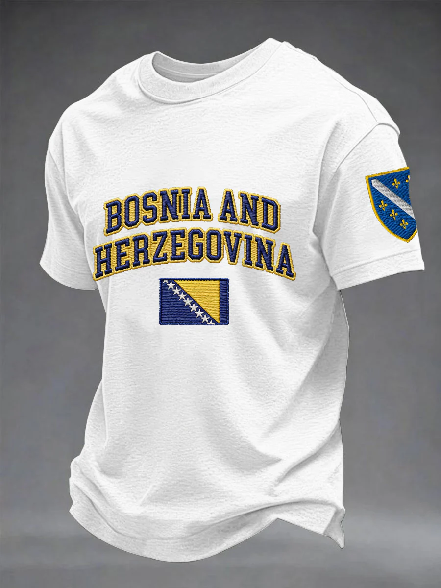 Men's Bosnia ZMAJEVI Football Lover Printed imitation cotton short-sleeved T-shirt - Image 5