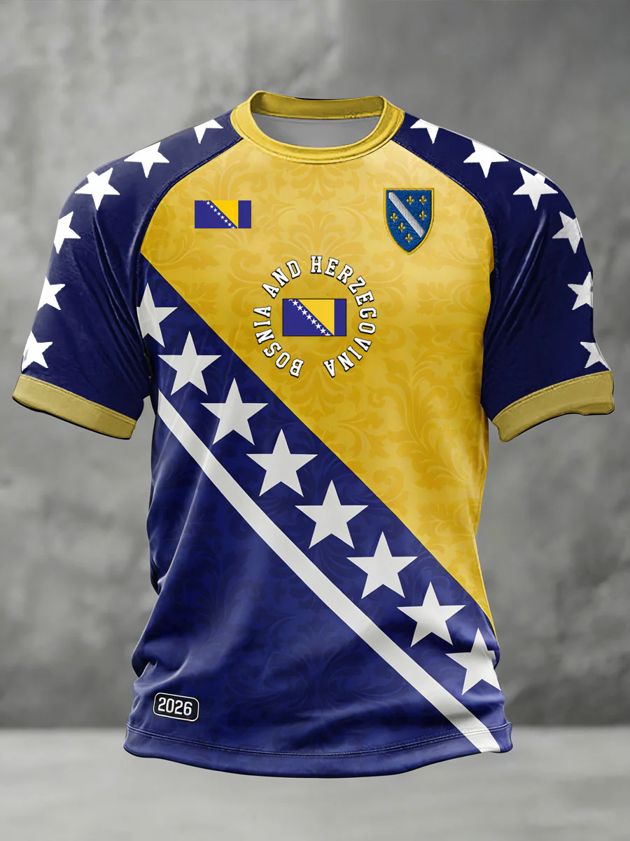 Men's Bosnia ZMAJEVI Football Lover Printed short sleeve t-shirt