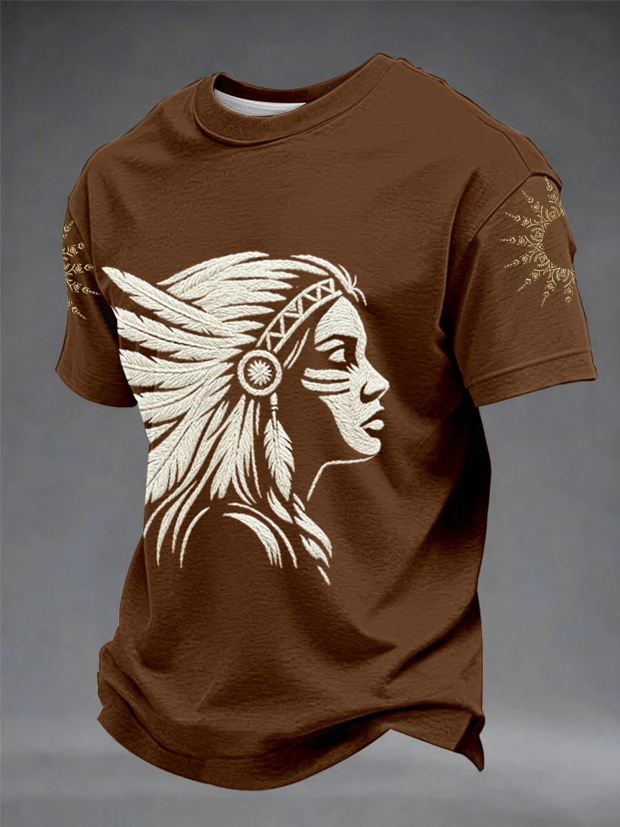Men's Casual T-Shirt with Totem Print