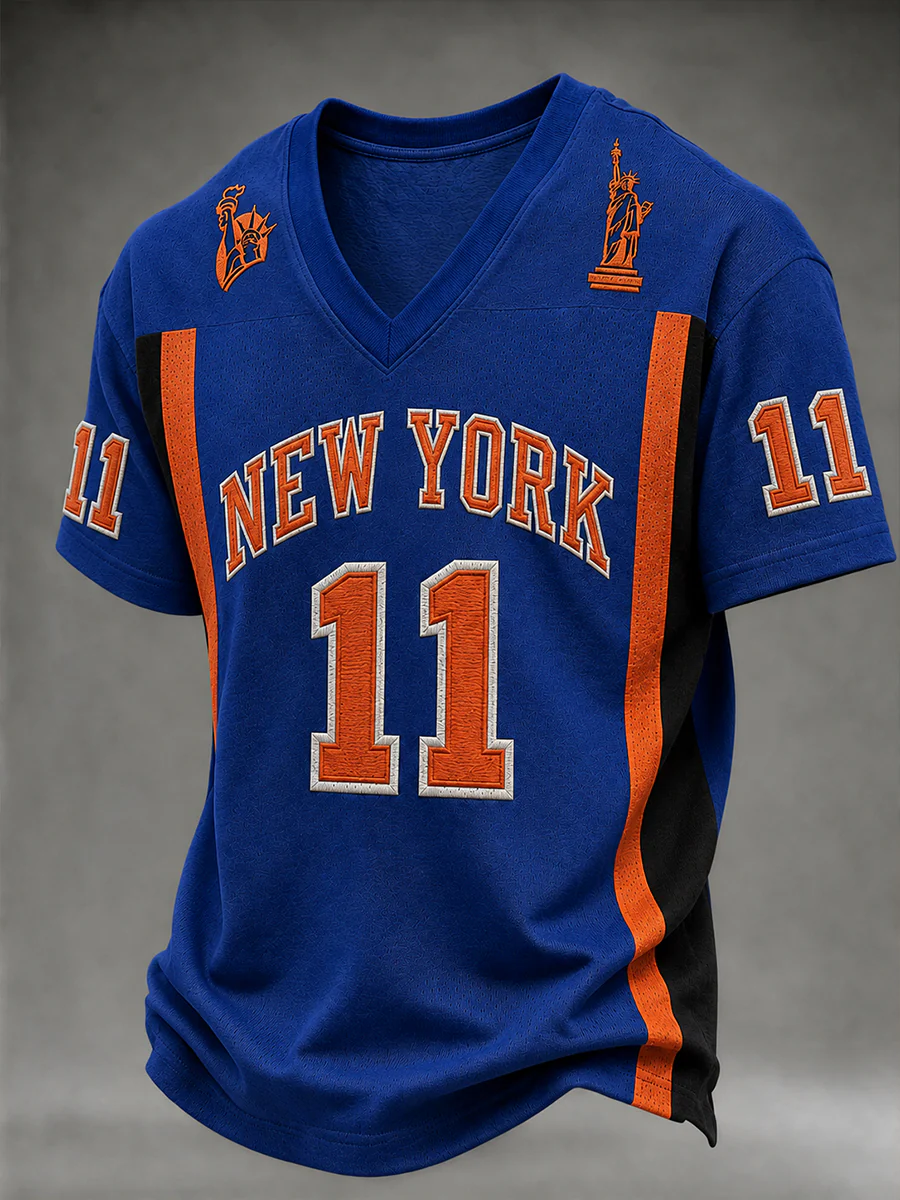 Men's Classic Basketball Fan Graphic Short Sleeve V-neck T-shirt