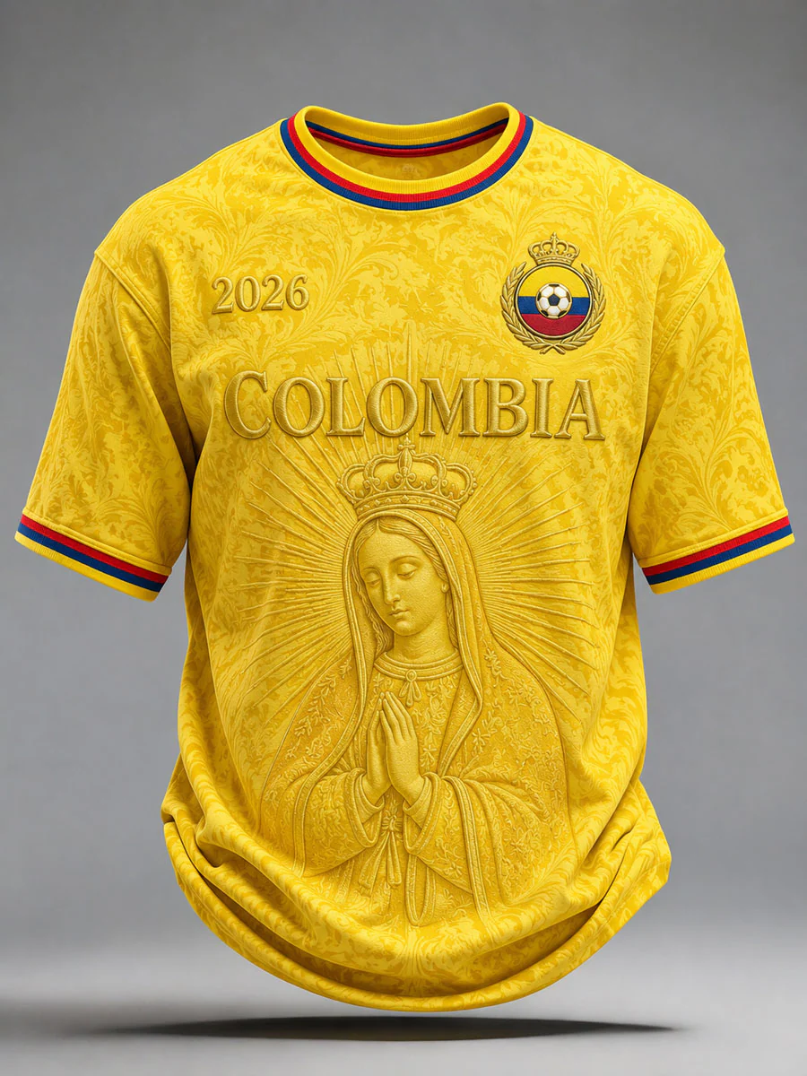 Men's Colombia Football Print Casual T-Shirt