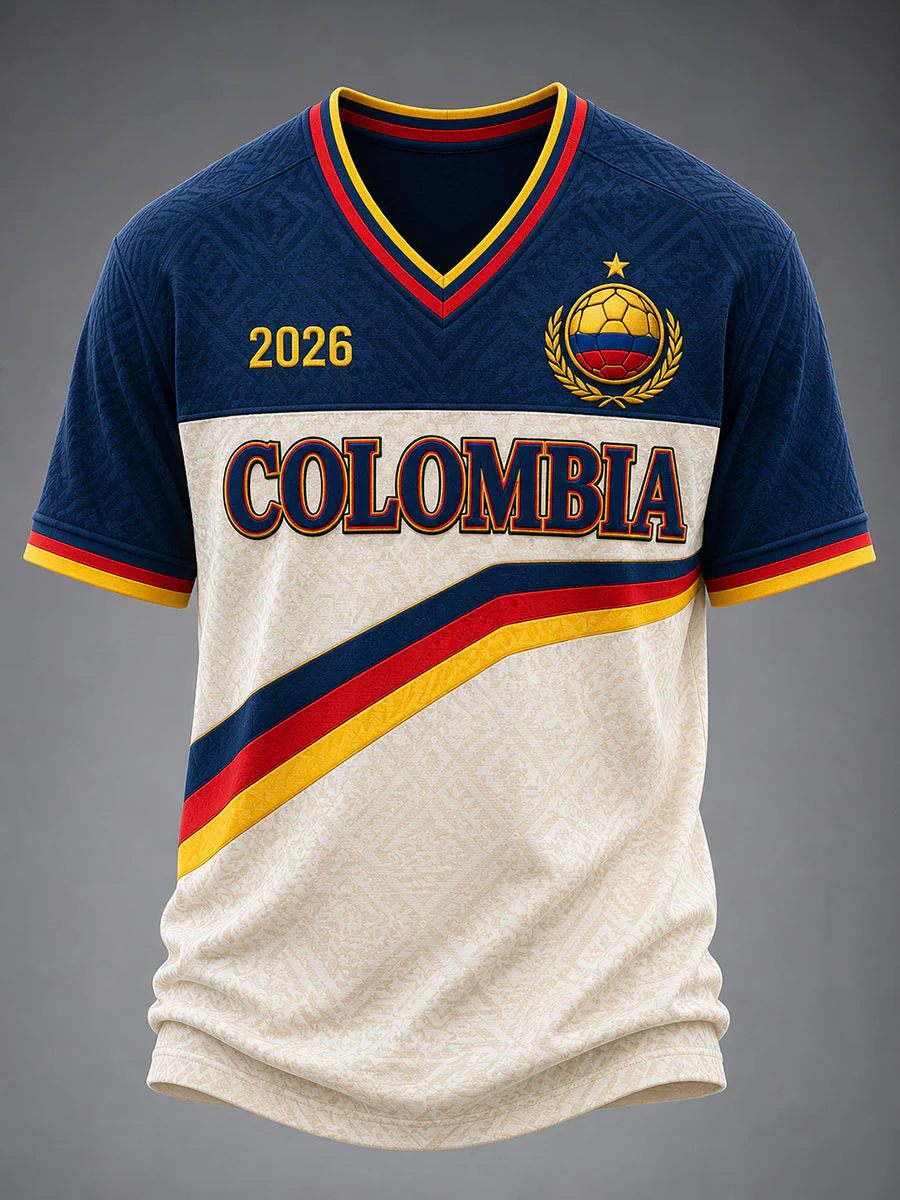 Men's Colombia Football Print Casual T-Shirt - Image 2
