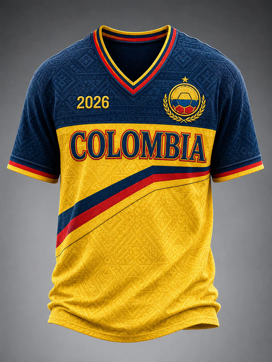 Men's Colombia Football Print Casual T-Shirt - Image 3