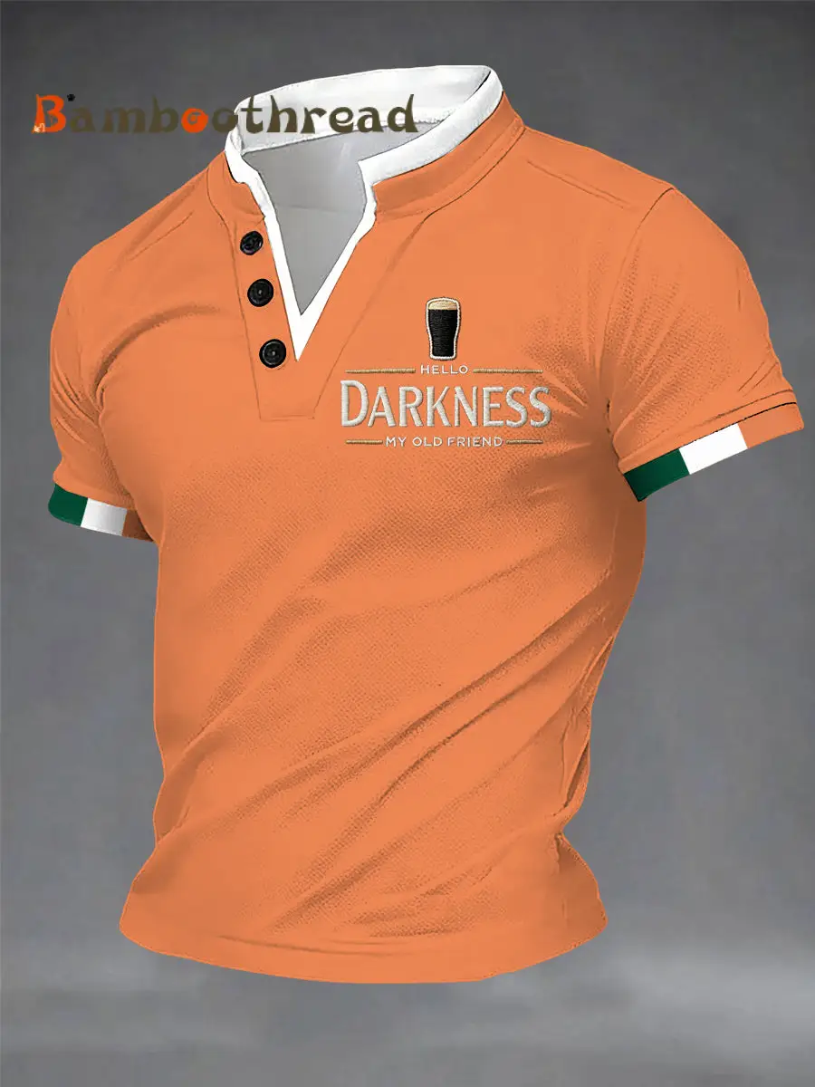 Men's Hello Darkness My Old Friend Double Layer Collar T-Shirt - Image 2