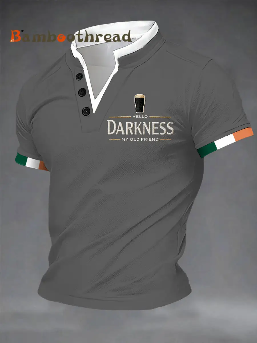 Men's Hello Darkness My Old Friend Double Layer Collar T-Shirt - Image 4