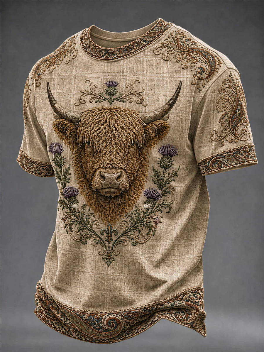 Men's Highland Denim Plaid Print Unisex T-shirt