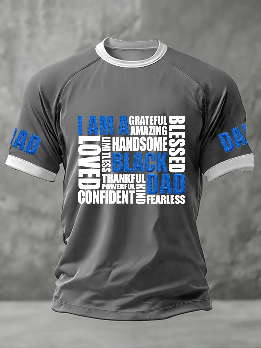 Men's “I Am A Black Dad” Father's Day Fun Casual T-shirt - Image 3