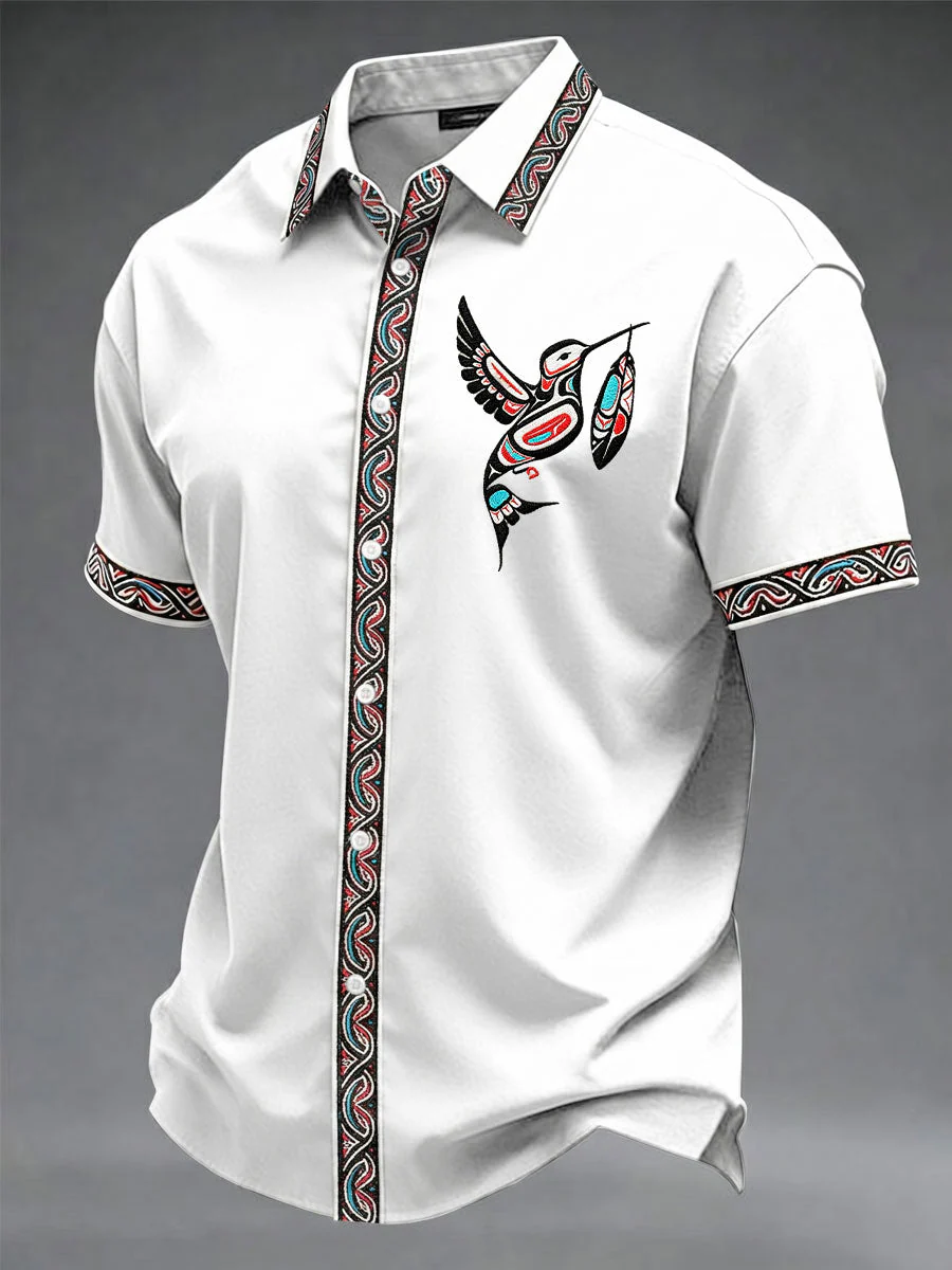 Men's Indigenous Print Casual Shirt - Image 2