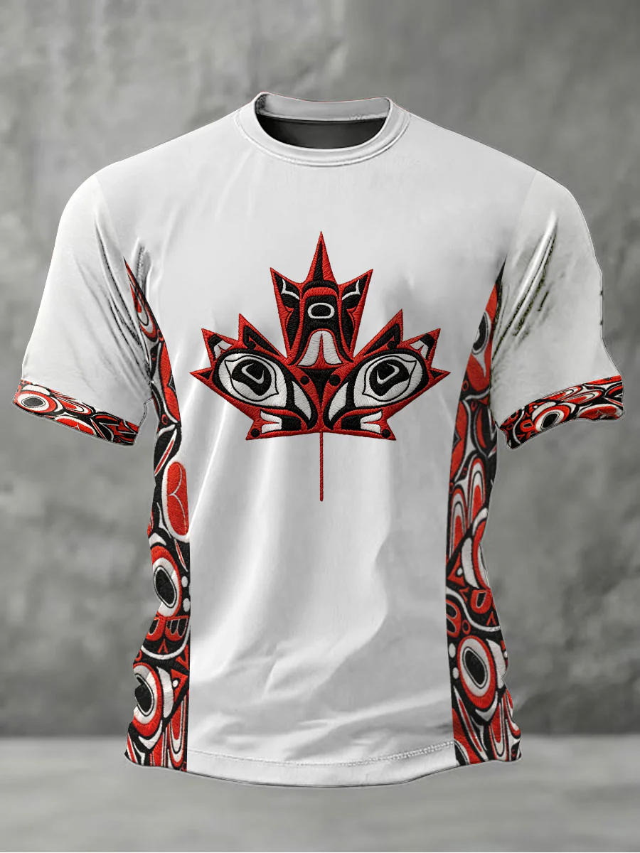 Men's Indigenous Print Casual T-shirt - Image 2