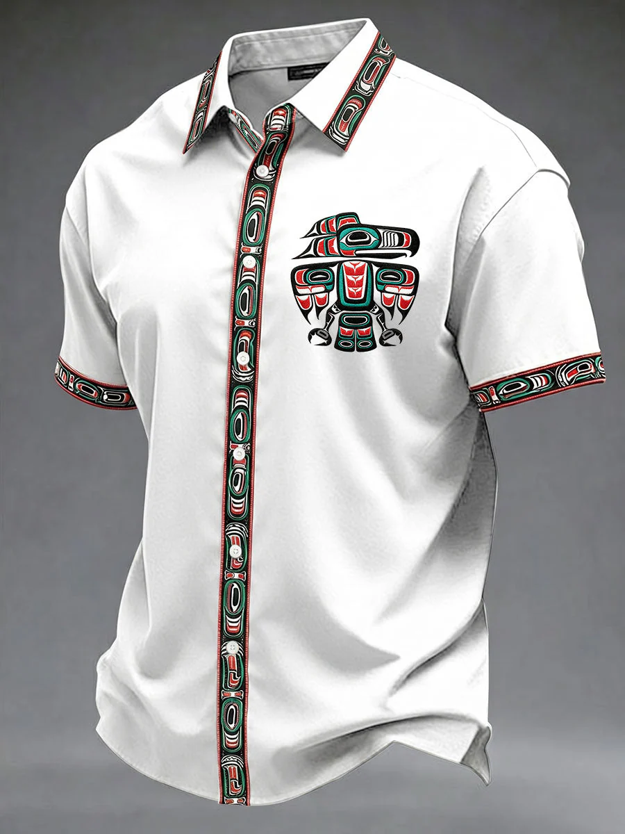 Men's Indigenous Totem Art Casual Shirt - Image 3