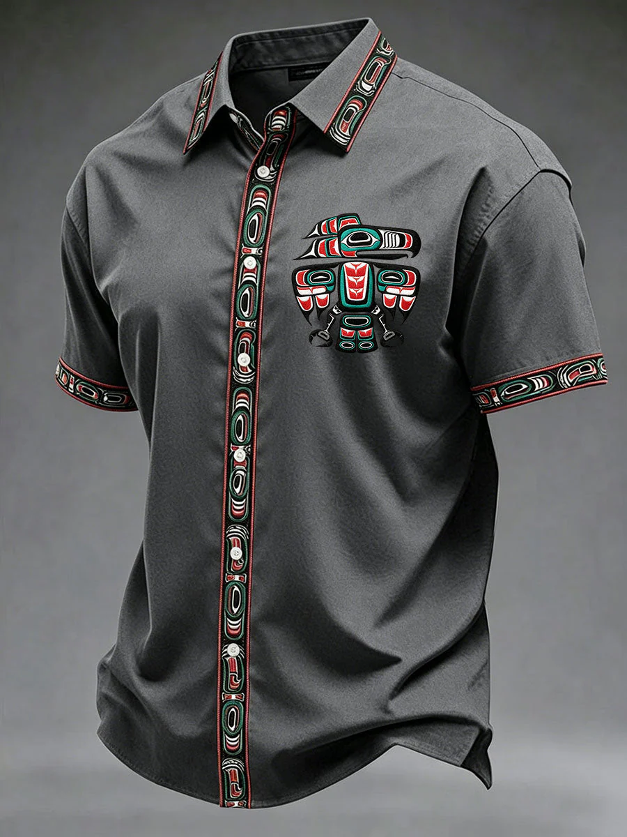Men's Indigenous Totem Art Casual Shirt - Image 4