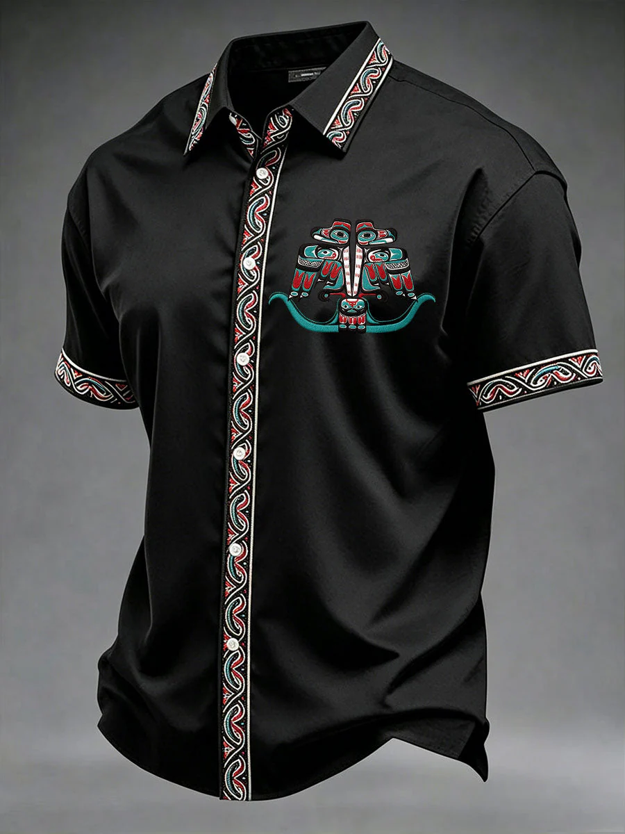 Men's Indigenous Totem Art Casual Shirt - Image 2