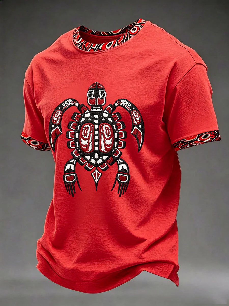 Men's Indigenous Totem Art Casual T-Shirt - Image 3
