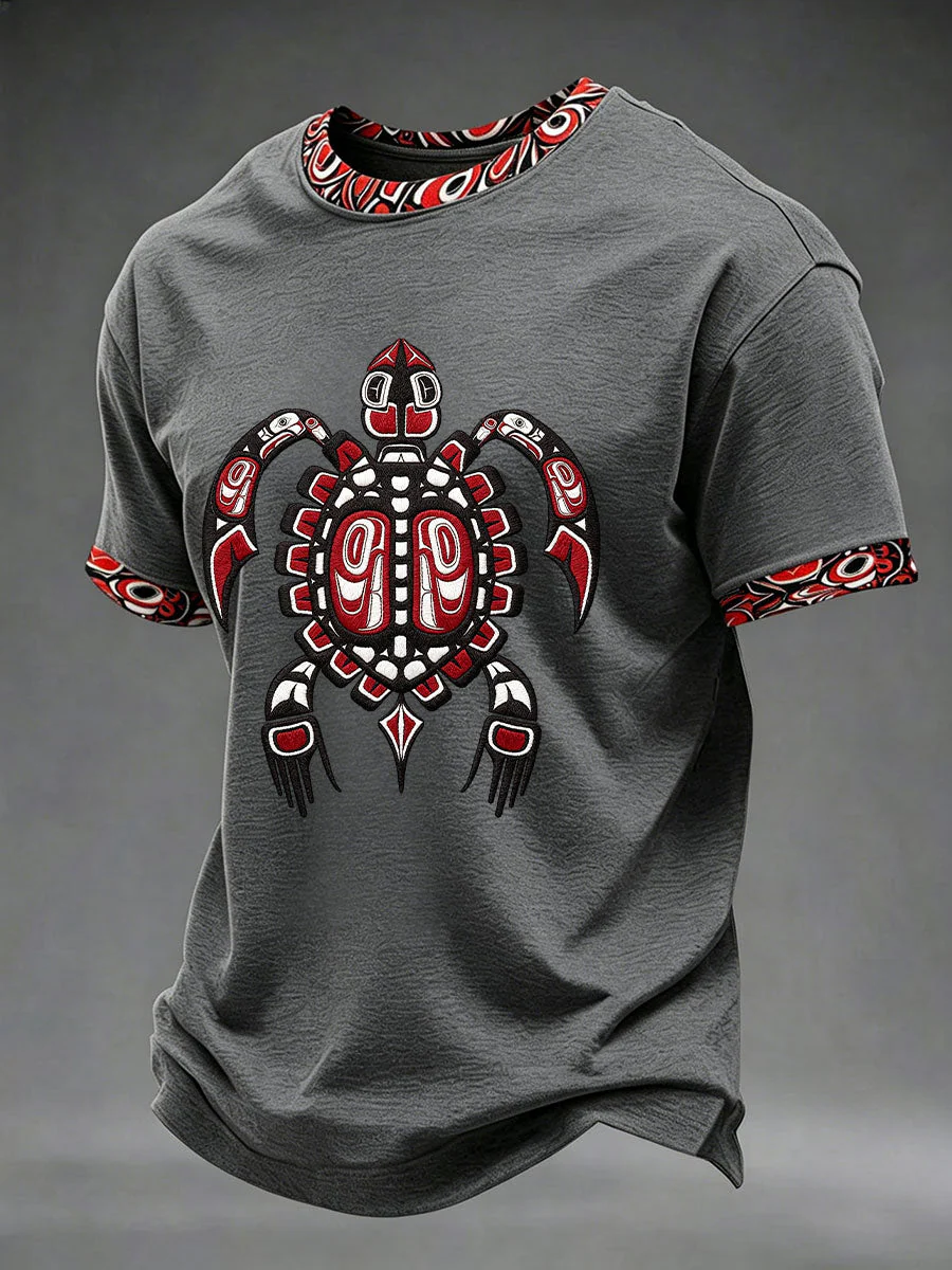Men's Indigenous Totem Art Casual T-Shirt - Image 4