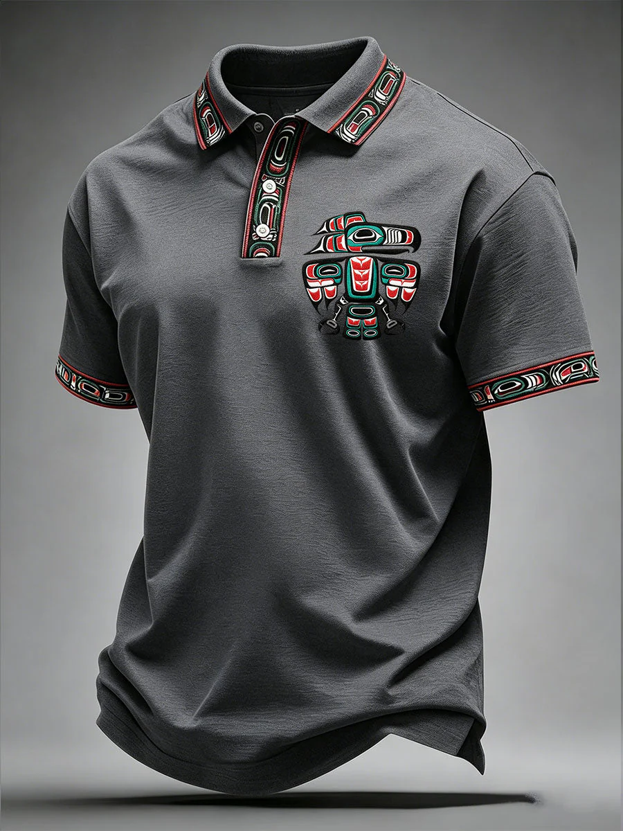 Men's Indigenous Totem Art Casual Top - Image 4
