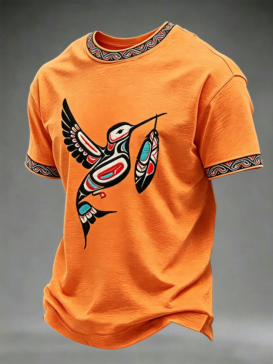 Men's Indigenous Totem Art Print Casual T-Shirt - Image 2