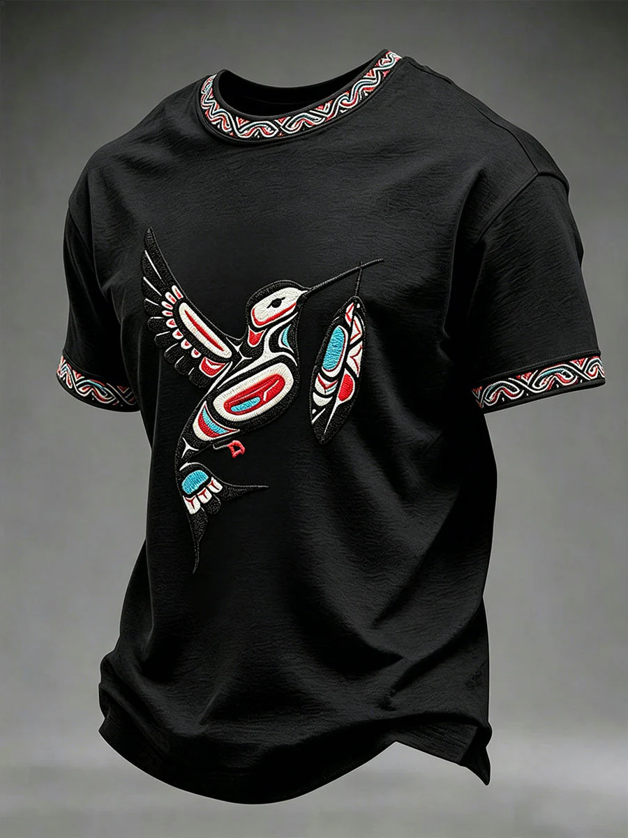 Men's Indigenous Totem Art Print Casual T-Shirt - Image 3