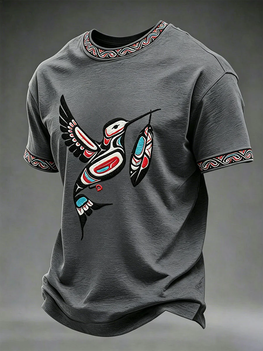 Men's Indigenous Totem Art Print Casual T-Shirt - Image 4