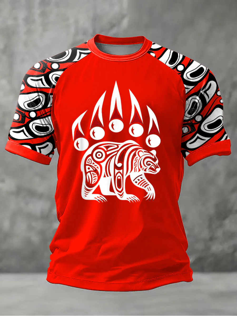 Men's Indigenous Totem Art Print Casual T-Shirt - Image 2
