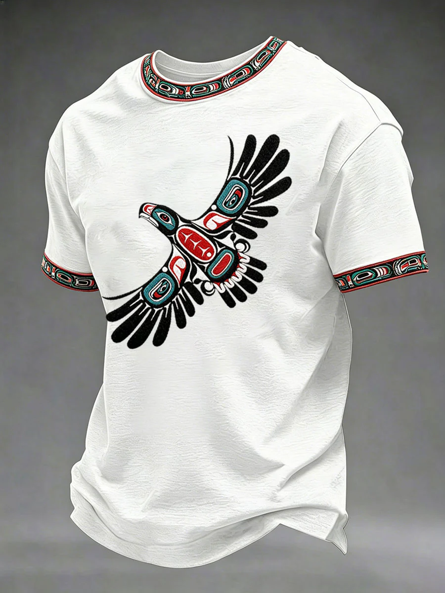 Men's Indigenous Totem Print Casual T-shirt - Image 2
