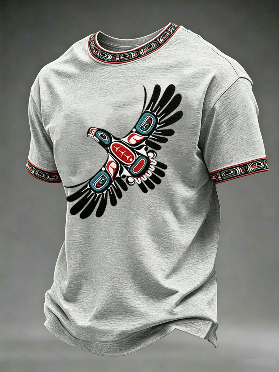 Men's Indigenous Totem Print Casual T-shirt - Image 3