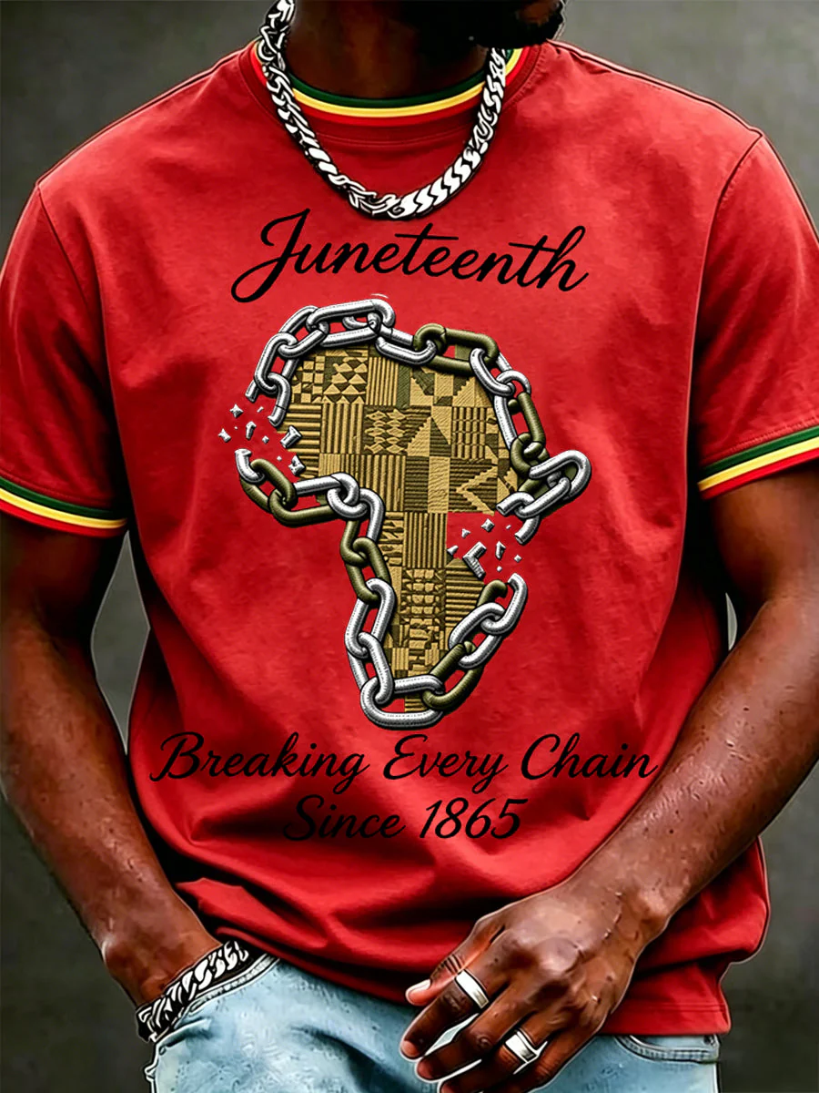 Men's Juneteenth Breaking Every Chain Since 1865 Print Tee - Image 5