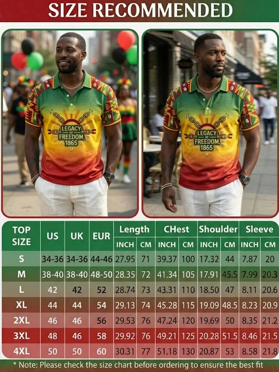Men's Juneteenth Freedom Gradient-Paneled Casual Polo - Image 6