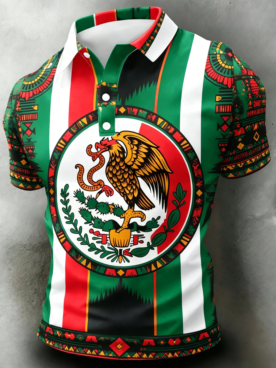 Men's Mexican Football Match Cheering Art Print Polo