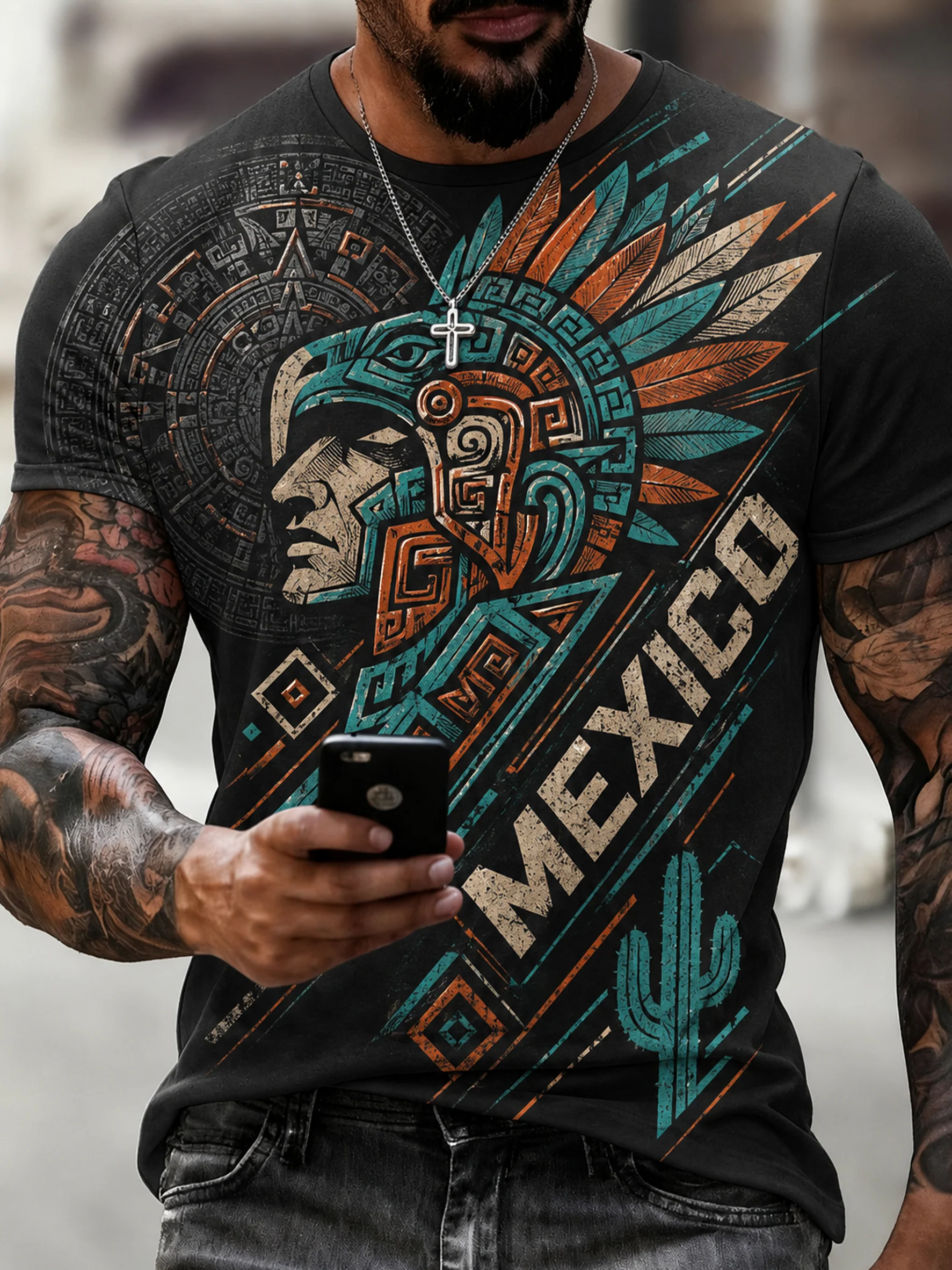Men's Mexico Football Fan Art Print T-Shirt