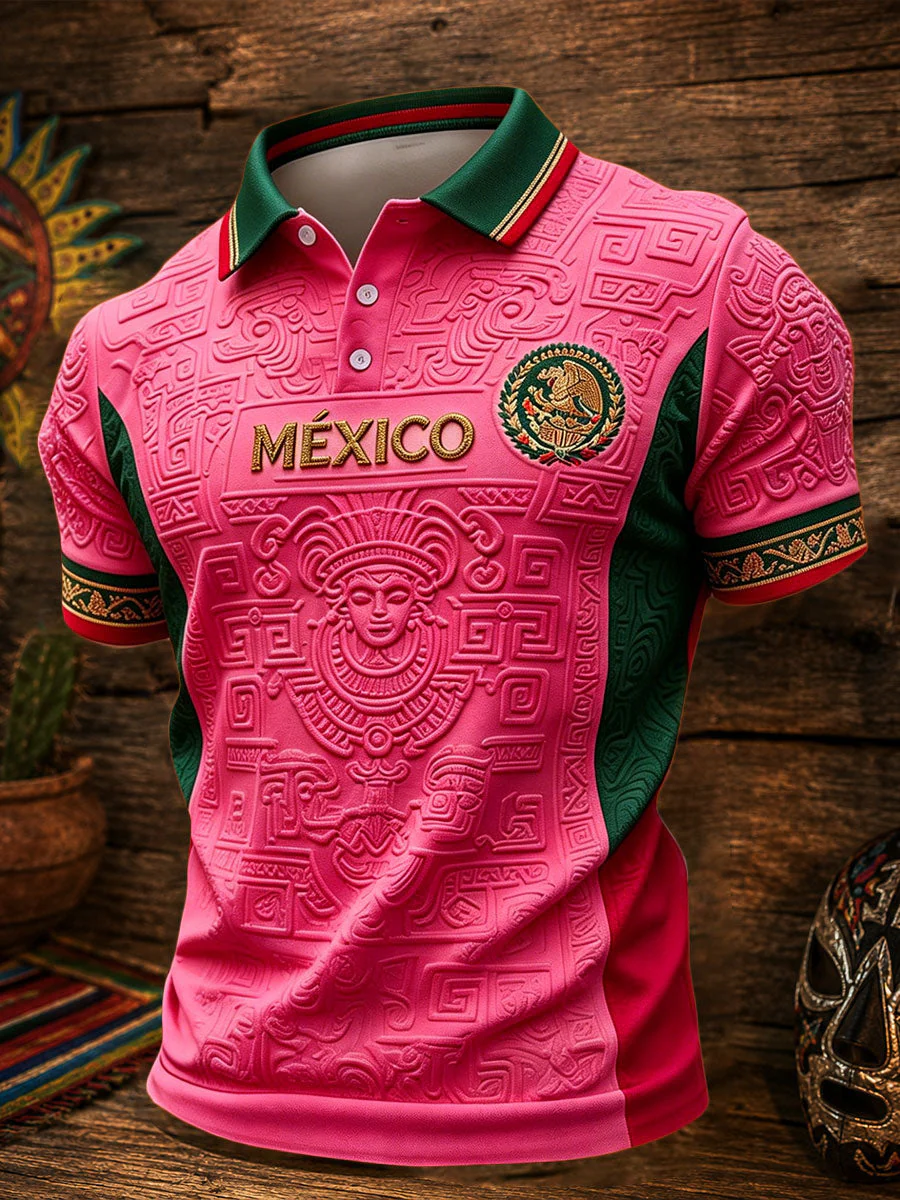 Men's Mexico Football Lover Art Printed Casual Tops - Image 2