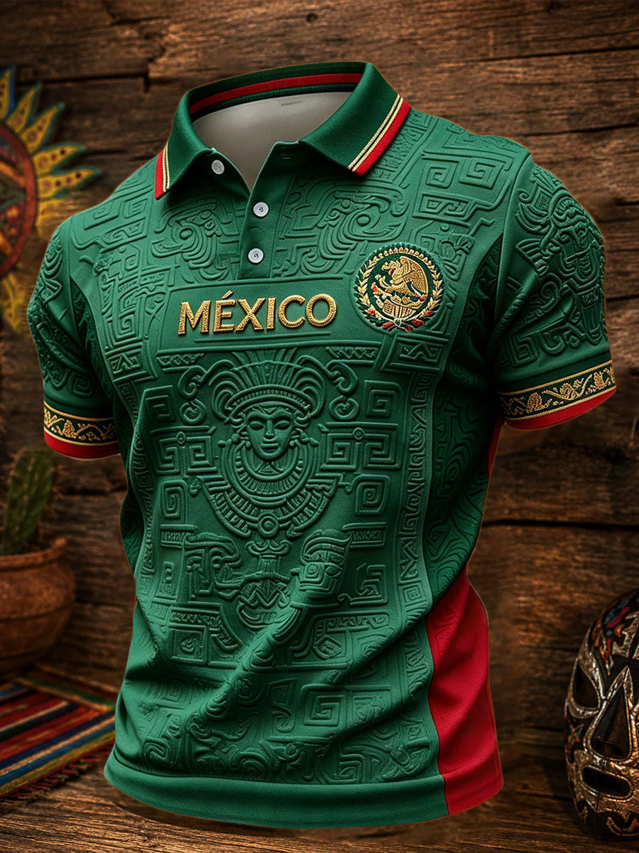 Men's Mexico Football Lover Art Printed Casual Tops - Image 3
