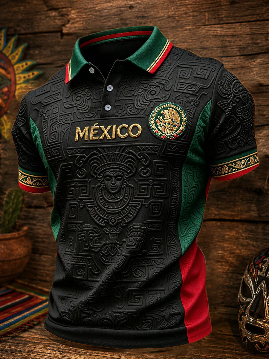 Men's Mexico Football Lover Art Printed Casual Tops - Image 4