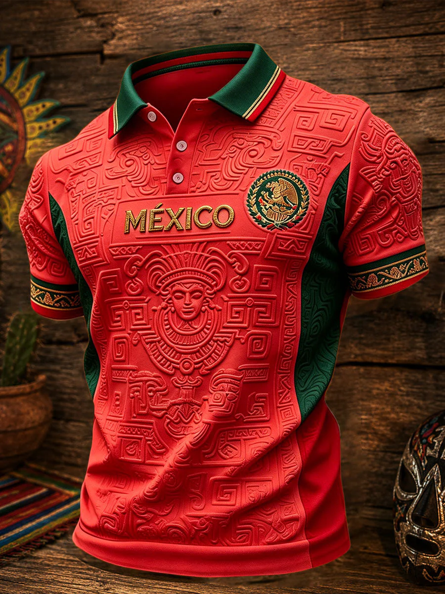 Men's Mexico Football Lover Art Printed Casual Tops - Image 5