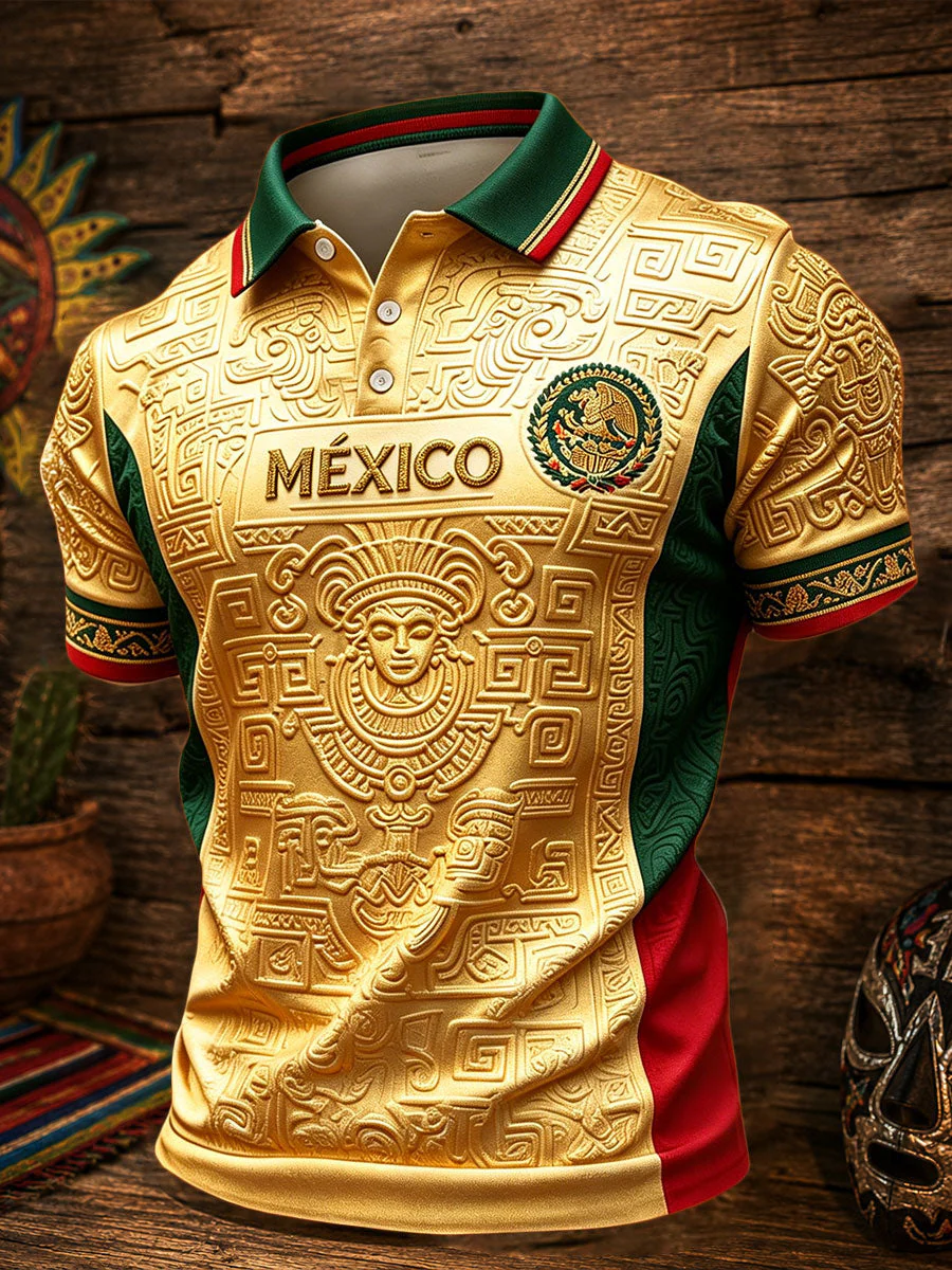Men's Mexico Football Lover Art Printed Casual Tops - Image 6
