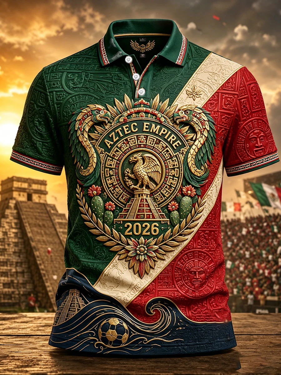 Men's Mexico Football Lover Art Printed Casual Tops