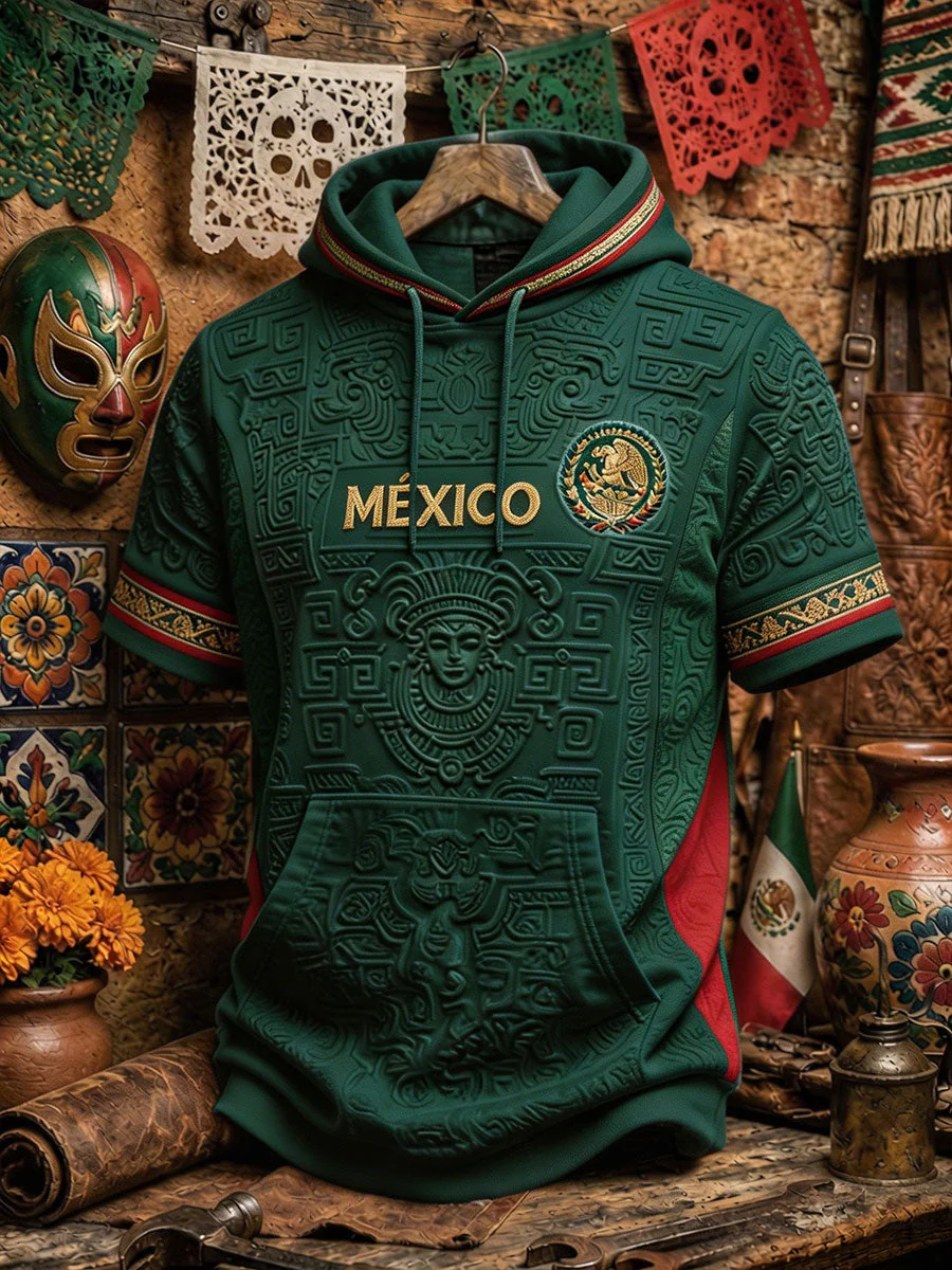 Men's Mexico Football Lover Art Printed Casual Tops - Image 2