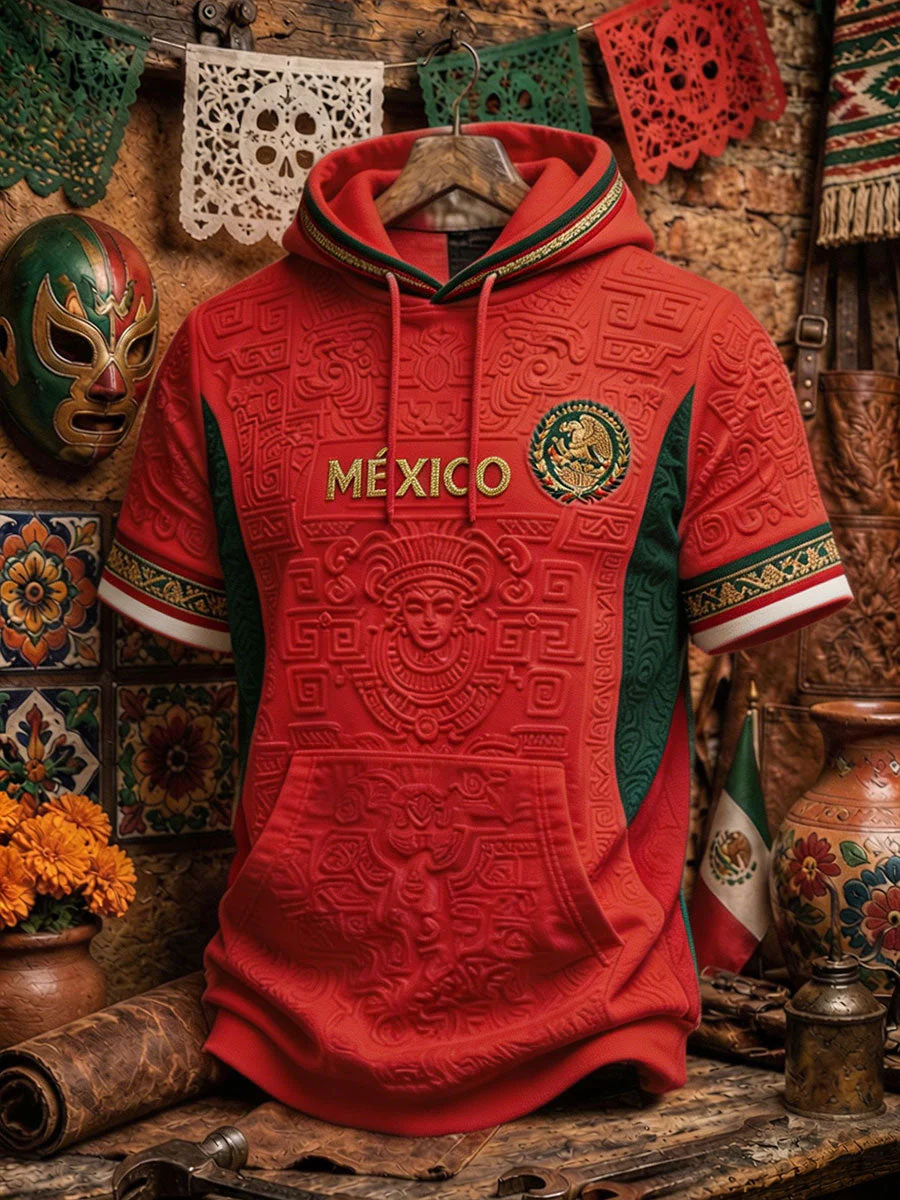 Men's Mexico Football Lover Art Printed Casual Tops - Image 3