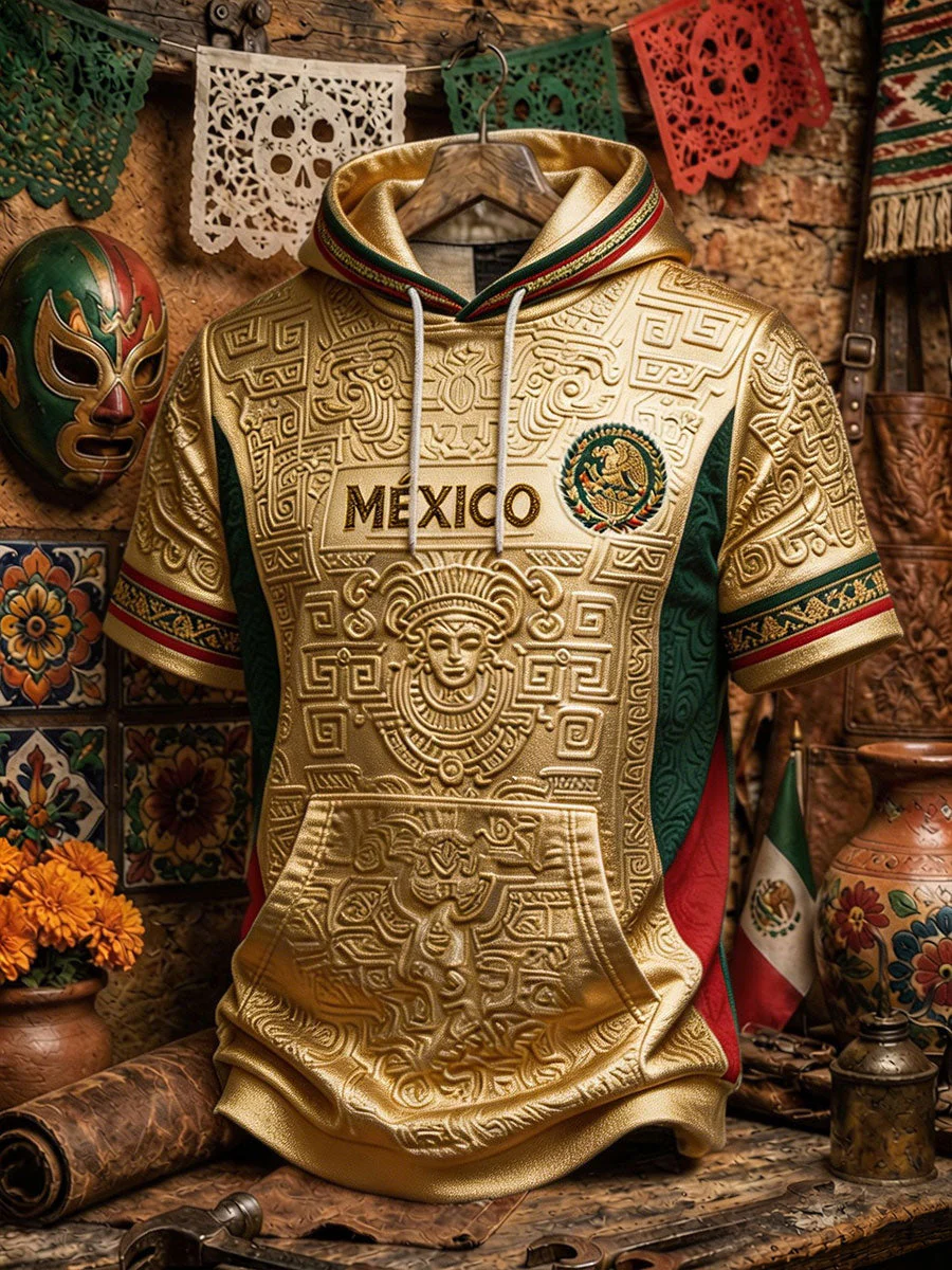 Men's Mexico Football Lover Art Printed Casual Tops - Image 6