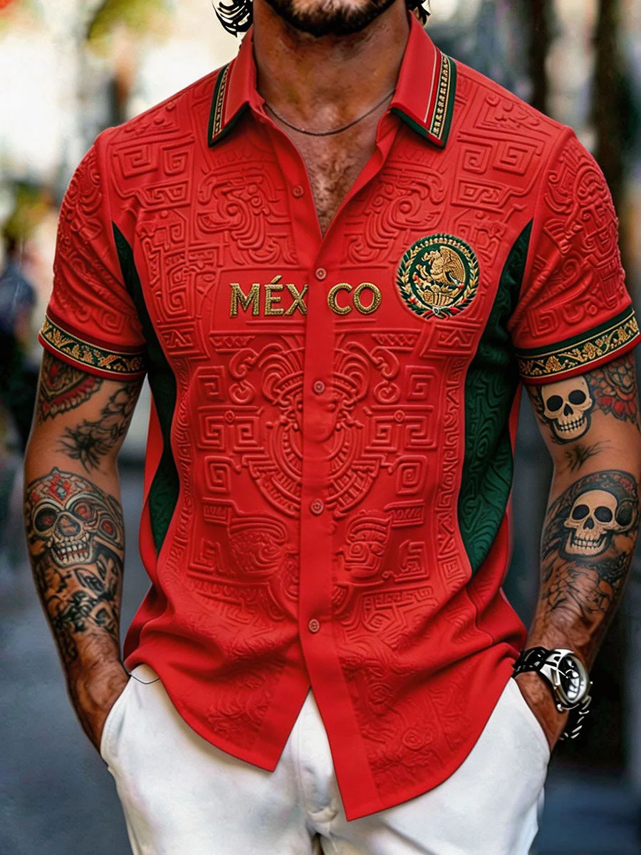 Men's Mexico Football Lover Art Printed Shirt - Image 3