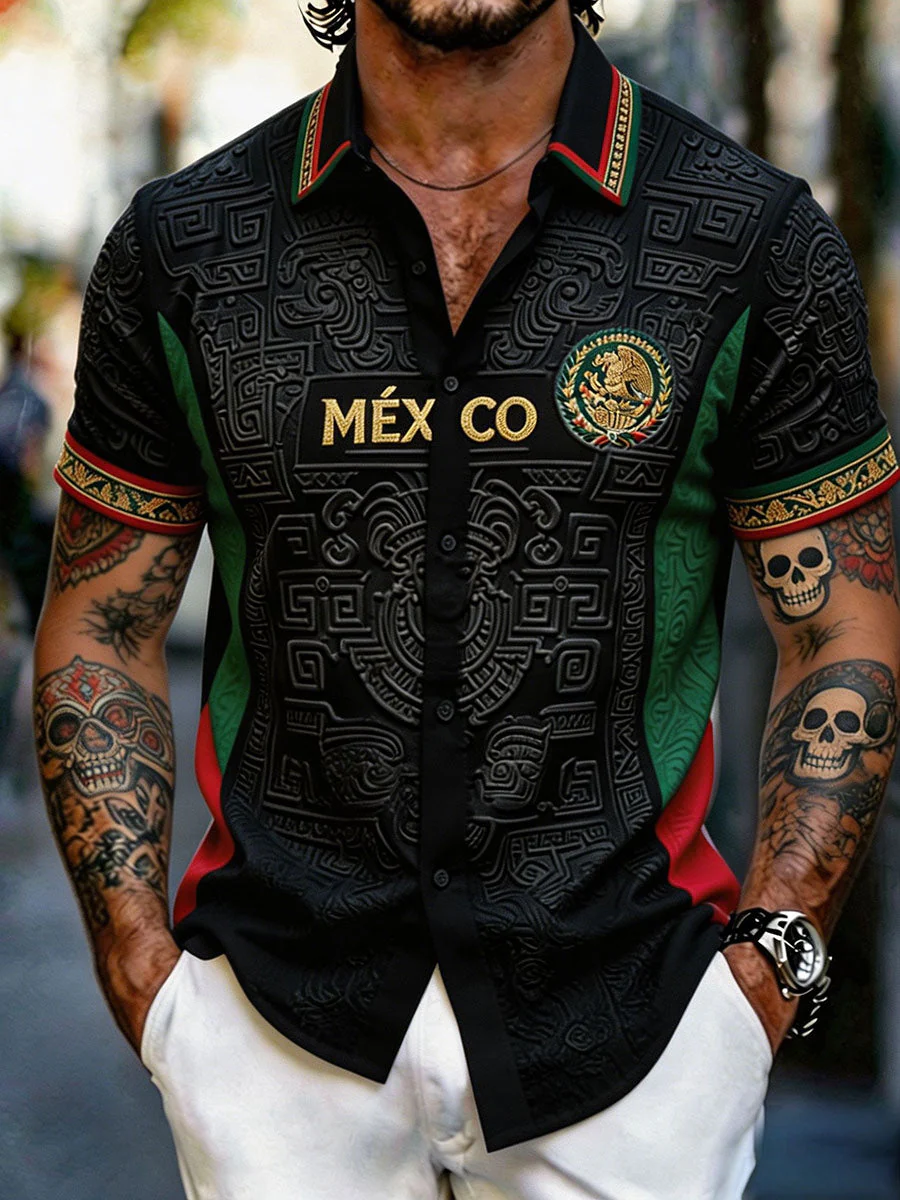 Men's Mexico Football Lover Art Printed Shirt - Image 4