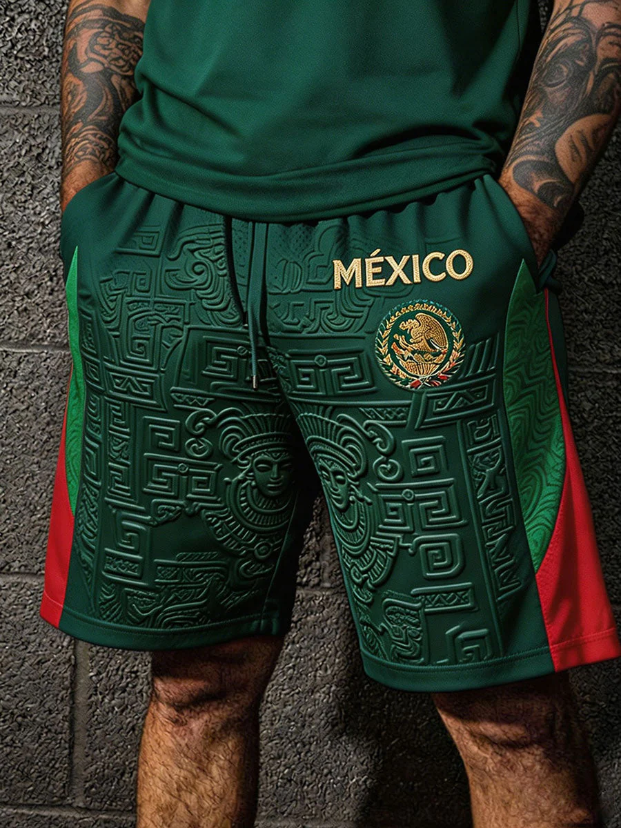 Men's Mexico Football Lover Art Printed Shorts - Image 2